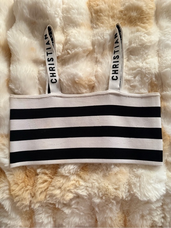 Dior Tops - Dior Black & White Embroidered Strap Top